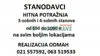 Nekretnina: HITNA POTRAŽNJA 3.5 - 4 SOBNOG STANA - 650-1000 e ID#8888